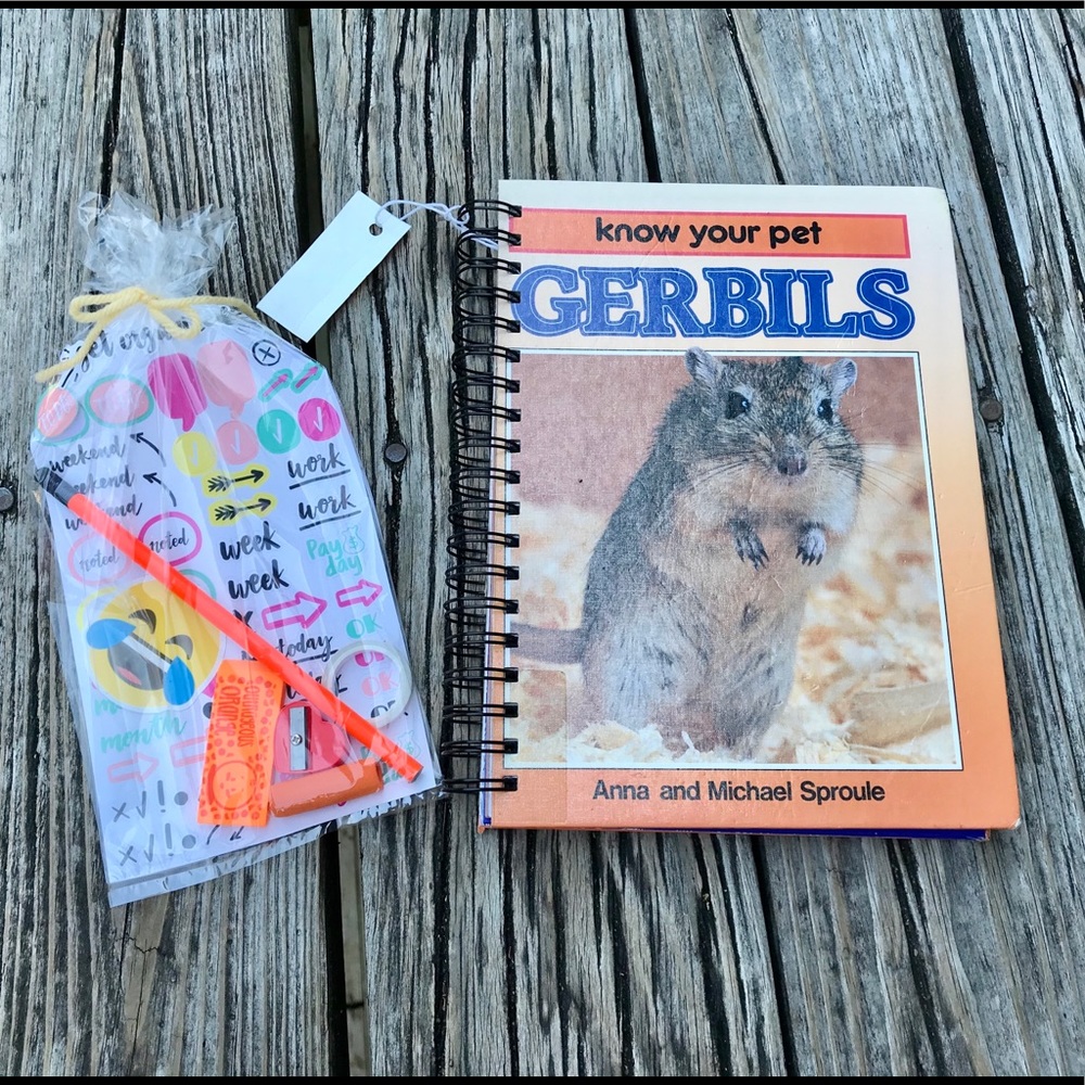 2/$10 Know Your Pet Gerbil Repurposed Care Book Journal Notebook Drawing Notes